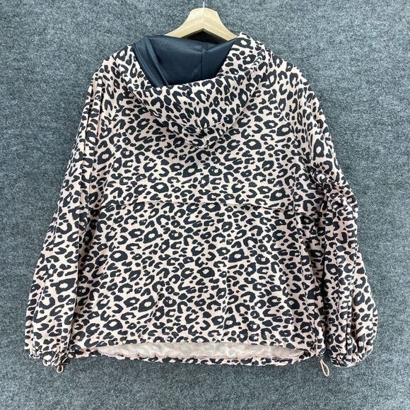 Main Strip Anorak Jacket Women S Small Pink Animal Print 1/2 Zip V-Neck Hooded - Picture 2 of 11
